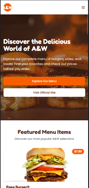 A&W Mobile App Mockup